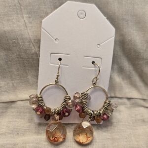 Vintage Gold and Pink Beaded Earrings